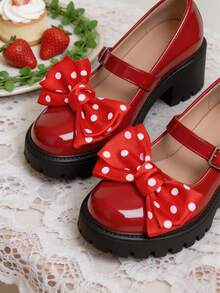 2 piezas Accesorios desmontables para zapatos con lazo de lunares negro & rojo estilo DIY, accesorios para zapatos estilo Lolita gótico, clips para zapatos negro & rojo, accesorios para zapatos de tacón alto Mary Jane, decoración de zapatos para mujer, accesorios para citas y fiestas de tacón alto - Rojo - Ver 5