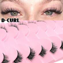 10 Pairs Natural Half-Piece Cat Eye Style False Eyelashes, Fluffy Long 3D Faux Mink Hair False Eyelashes Set, Soft False Eyelash Strips, Suitable For Cosplay And European And American Style Eyelash Extensions - Black - View 4