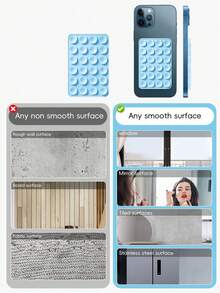 48pcs Double-Sided Suction Cup Phone Holder, 24 Suction Cups Per Side, Detachable, Waterproof, 360° Rotation, Suitable For Bathroom Walls, Glass Mirrors, Vanity And Other Smooth Surfaces (Not Suitable For Rough Walls), Compatible With All Smartphones - Multicolor - View 4