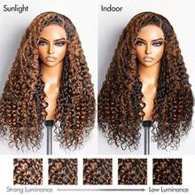 13x4 Deep Hair Wigs Full Bone Human Hair Wig 250% Density Transparent Lace Frontal Wig With Full Edges Baby Hair Pre Plucked Colored Lace Frontal Wigs For Women Daily Use 14-34inch - 間色 - 查看 7