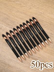 50/100pcs Customized Black Ballpoint Pens, Laser Engraved Personalized Letters And Sentences, Multi-Functional Student Writing Pens, Stationery, Souvenirs, Gifts, Handmade DIY, Personalized Gifts, Wedding Favors - Black - View 9