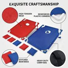 Portable Outdoor Bean Bag Toss Set With 2 Target Boards & 6 Beanbags. This Competitive Tossing Rack Suits Yards, Beaches And Outdoor Parties. It's A Fun Interactive Family Game For All Ages, A Great Gift For Halloween, Christmas And Easter - 藍色 - 查看 8