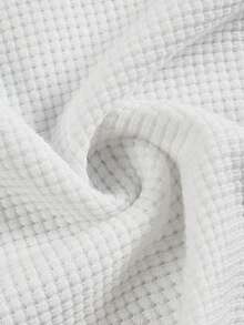 Men's White Waffle Knit Half-Zip Henley T-Shirt, Short Sleeve Casual Top - White - View 4