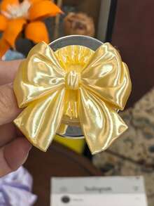 1個卡通可愛新款3D列印絲綢蝴蝶結磁吸手機支架，粉色/藍色/綠色/白色/紫色/黃色，伸縮便攜極簡桌面手機架，適合作為姐妹、女朋友和同學的節日禮物 - 彩色 - 查看 5