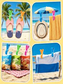 Windproof Chair Clips, Large Beach Towel Clips, Non-Slip Clips. Suitable For Pool Loungers, Cruise Ship Decks And Outdoor Use. Essential For Home, Camping And Travel, Also Can Be Used As Clothes Clips, Laundry Clips - Multicolor - View 5