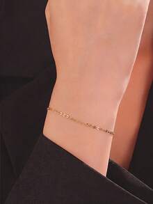 1pc S925 Sterling Silver Minimalist Thin Bracelet For Women, Daily Simple Versatile Low-Key Gentle Non-Ostentatious Ins Style Casual Wearable Hand Accessory, Personalized Fashion Travel Accessory - Chain - View 2