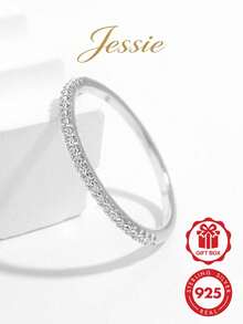 Vaerine 1pc Classic Exquisite 925 Sterling Silver Cubic Zirconia Full Eternity Band Ring For Women, Date Wear, Stacking, Gift - Gold - View 14
