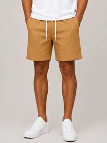 Kit 3 Premium Linen Shorts Bermuda Mauricinho Men's Casual Basic Comfortable Drawstring Waist - Mostaza Amarilla - Ver 2