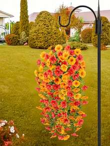 2 Bundles Artificial Flowers For Outdoors Fake Plants Outside Decoration, Orange Artificial Morning Glory, Realistic Orange-Yellow Flowers, UV Resistant Indoor/Outdoor Decoration, Outdoor Artificial Plants Outdoor Decoration Silk White Morning Glory - Multicolor - View 9