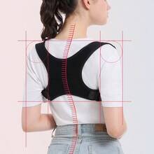 1pc Unisex Fashionable Breathable Back Shaping Strap - Black - View 2