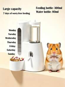 Multifunctional Hamster Automatic Water & Food Dispenser Set, Includes Water Bottle & Food Bowl, 2-In-1 Small Pet Automatic Feeding & Watering Box, Battery-Free Design, Suitable For Hamsters, Mice, Rats, Golden Hamsters - View 7