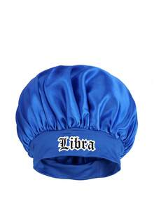 1pc Rosered Satin Sleeping Cap, Lightweight Hair Care Cap,12 Constellations Print Satin Sleep Bonnet Large Bonnet Wide Elastic Band Silky Hair - Blue - View 16
