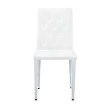 Set Of 4 Dining Chairs In Pure White And Gleaming Silver – Understated Luxury. The Perfect Choice For European-Style Dining Rooms. Silver Metal Legs For Added Versatility. - 白色 - 查看 1