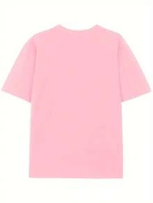 Camiseta de boxeo con diseño de castor de dibujos animados, 95% algodón, corte holgado, informal, de manga corta, moderna y a la moda. - Rosa - Ver 2