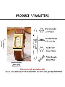 1 pieza Reloj cuadrado vintage de mujer con números romanos en negro & dorado, esquema de color clásico negro & dorado, versátil y retro. Pertenece a relojes de mujer, relojes de cuero, accesorios de moda dorados, adecuado como regalo de graduación, regalo para la novia, uso diario, lugar de trabajo o atuendo vintage, mostrando elegancia madura, accesorio esencial de mujer para realzar la sofisticación del atuendo y la atmósfera vintage. - Marrón - Ver 5