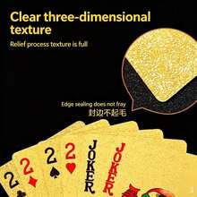1pc Gold Foil Poker Cards Creative Gold Grid Luxury Dollar Gold Paper Cards Matte Durable, A Fun Game Suitable For Men, Best Gift For Men, Suitable For Father's Day - Multicolor - View 3