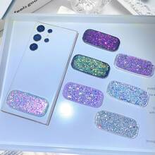 High-Shine Silver Purple Makeup Mirror Phone Stand Mini Foldable Phone Holder One-Piece Mirror Phone Stand Slouchy Desktop Support Bracket - Multicolor - View 6