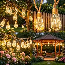 1 حزمة أضواء سلسلة حبل القنب بالطاقة الشمسية، 10/15/25 مصباح اختياري، أضواء LED سلك نحاسي مقاومة للماء IP65، مقاومة للشمس لديكور الحديقة والفناء والجناح والهالوين والكريسماس والديكور الخارجي - مصباح يعمل بالطاقة الشمسية مصنوع من حبل القنب - مشاهدة 4