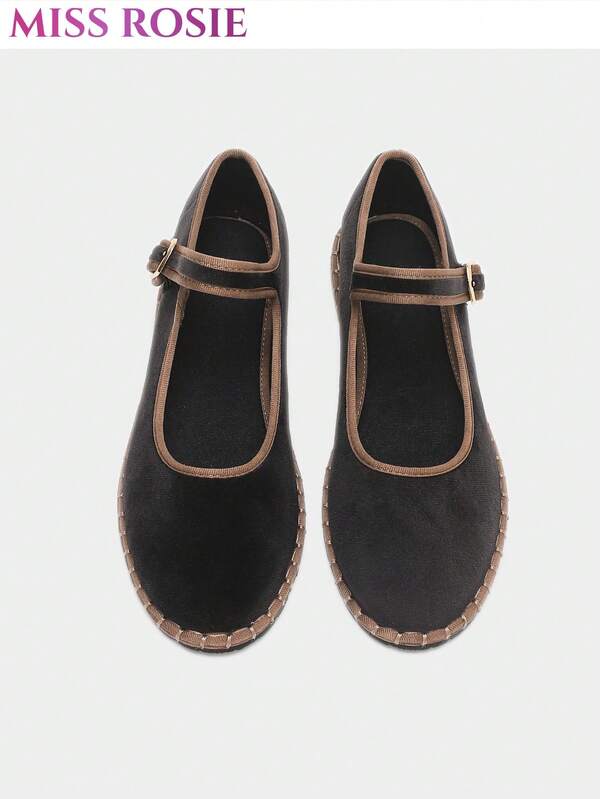 [MISS ROSIE] Zapatos Mary Jane planos elegantes de moda para mujer, con una sola correa, punta redonda, lindos, cómodos y suaves, sin fatiga, tejidos, con bloques de color, nuevo estilo primavera/verano, zapatos de novia, éxito de de verano, para salidas/vacaciones, etiqueta de negocios, temporada de regreso a la escuela, Mary Jane deportivos, zapatos para boda en la isla, zapatos para ir al trabajo, estilo Y2K del milenio, estilo de celebridad de internet, realce de altura para personas pequeñas, vintage francés, múltiples opciones de color