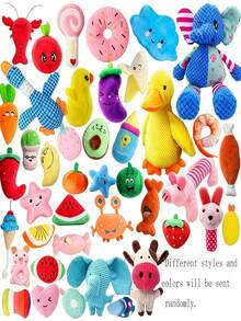 Random Size Polyester Durable Chew Doll Set, Suitable For Cats And Dogs, Includes Various Patterns And Styles, Including Plush Toys And Rope Toys, Suitable For Small And Medium Dogs, Suitable For Multiple Cats And Dogs To Play Together - Multicolor - View 8