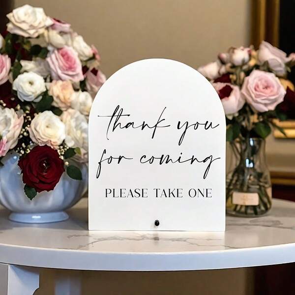 婚禮桌牌「Thank You For Coming」壓克力材質附底座，極簡風婚禮伴手禮，適用新娘婚前派對、婚宴、活動派對用品