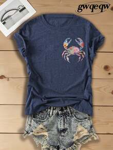 Retro Fireworks Shirt Patriotic T-Shirt, Preppy Coastal Lake T-Shirt, Colorful Summer T-Shirt, Beach Lover Gift Casual T-Shirt Vacation Set For Women - 藏藍色1 - 查看 2
