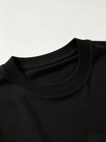 100% algodónCamiseta Oversize de Manga Corta con Estampado de Corazón Rosa y Esqueleto de Café - Suave y Transpirable, Cuello Redondo, - Negro - Ver 6