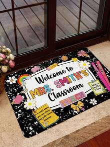 1pc Personalized Teacher Name Doormat, Classroom Decor, Teacher School Supplies Gift, Teacher Appreciation Gift, Teacher Week Gift - Multicolor - View 10