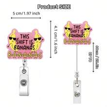 1/2pcs Banana Retractable Badge Holder, Easy Pull Retractable ID Card Clip, Medical Nurse Badge Holder - Multicolor - View 2