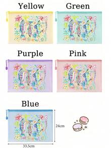 時尚防水 PVC 沙灘包，彩色字母印花，A4 尺寸，透明化妝包配尼龍拉鍊，適合游泳、潛水和夏季度假，輕量，男女皆宜，沙灘包配件，旅行必需品，旅行配件，度假必需品，（注意：粉色和裸色包不含沙灘用品，僅含 34*24cm 尺寸包）學校用品 - 彩色 - 查看 10