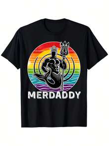 Camiseta Merdaddy Security Merman Mermaid Daddy Fish para el Día del Padre, ropa para hombre, camisetas para hombre, tallas S a XXXL, camisa casual de ajuste cómodo, tela duradera, atuendo d - Negro - Ver 1