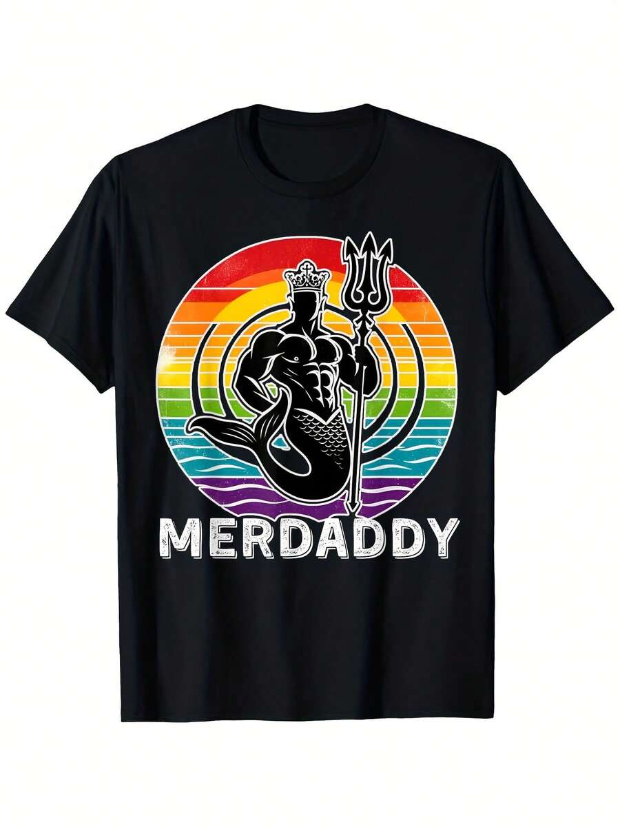 Camiseta Merdaddy Security Merman Mermaid Daddy Fish para el Día del Padre, ropa para hombre, camisetas para hombre, tallas S a XXXL, camisa casual de ajuste cómodo, tela duradera, atuendo d - Negro - Ver 1