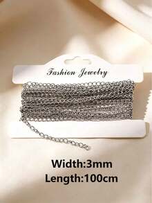 1/2/5m 304 Stainless Steel Extension Chain, 3mm Thick, For Jewelry Making And DIY Crafts - 3mm Wide Extension Chain - View 16