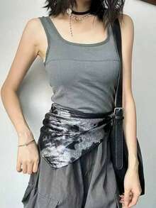 1pc Fashionable New Liquid Silver Headscarf Square Scarf, Street Casual Style For Girls - Multicolor - View 10