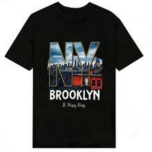 Za Unisex T-Shirt 100% Cotton Regular Fit With Graphic Print, Short Sleeve, Casual Style, Summer Streetwear, Urban Style, Printed Top, Vintage Fashion, Soft And Breathable. - 藍白色 - 查看 2