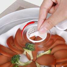 Tampa de Microondas Com Válvula e Alça de Plástico Protetor de Alimentos 25cm Anti Sujeira Cozinha - Transparente - Visão 5