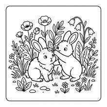 Rabbit Garden 學生著色本，24頁可愛溫馨插圖，提升心情，適合送給朋友的生日禮物，著色活動，返校季，7.9x7.9 英吋，附紙墊 - 兔子花園 - 查看 3