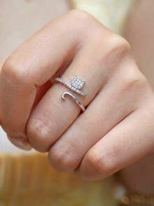 1pc S925 Sterling Silver Healing Sweet Cute Cat Thin Open Ring Women's Ring, Personalized Exquisite Luxury Design Versatile Niche Atmosphere Jewelry Gift For Best Friend Girlfriend Cute Accessory - Cat - View 7