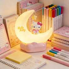 MINISO Hello Kitty Sanrio LED Starry Night Light For Girls,USB-C Charging With 3 Light Modes, Portable Rechargeable Dimmable Bedside LED Lamp, Kawaii Gifts For Girls, Birthday Gift - Moon - View 9