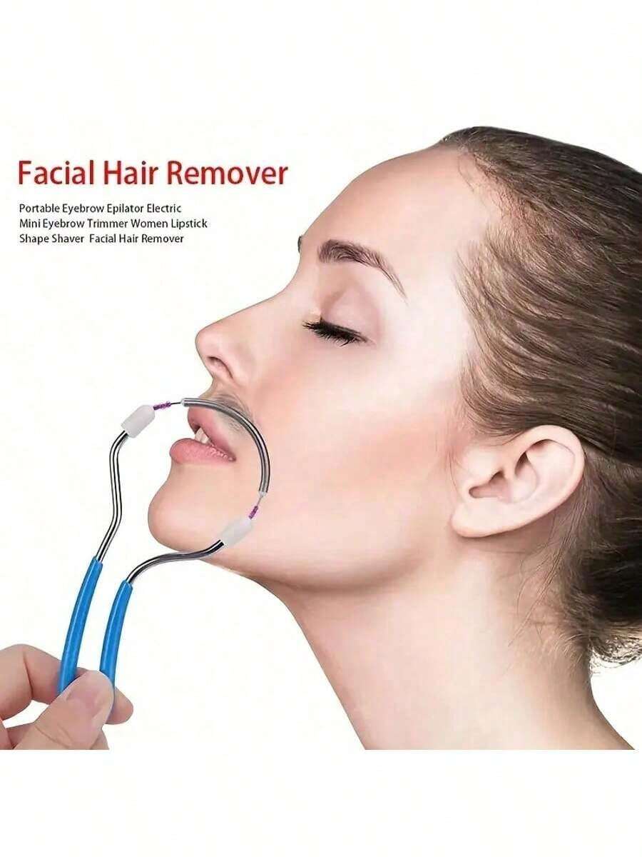 1pc Facial Hair Removal Tool Spring Wire Epilator For Lips, Chin, Face And Neck Personal Care Essential (Pink) Salon Beauty Travel Hair Accessory - A - View 1