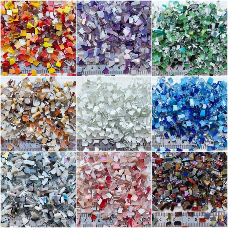 120g Mixed Color Asymmetric Trapezoid Glass Mosaic Tiles, Handmade DIY Mosaic Craft Supplies For Picture, Vase And Home Decor - A - View 1
