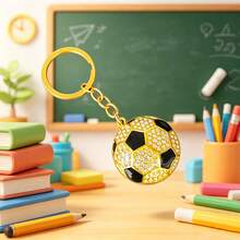 1 Stück Schulanfang Saison Schlüsselanhänger, kreativer Hip-Hop Stil Strass-Kugel Schlüsselanhänger, glänzender Sport Rucksack Anhänger, Fußball Schlüsselanhänger Anhänger, Schulanfang Saison Souvenir Geschenk - Gold - Übersicht 4