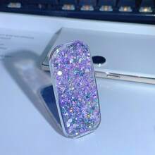 High-Shine Silver Purple Makeup Mirror Phone Stand Mini Foldable Phone Holder One-Piece Mirror Phone Stand Slouchy Desktop Support Bracket - Multicolor - View 7
