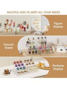 1pc Transparent Acrylic Display Stand, Cosmetic Storage Rack, Model Display Cabinet, Home Decor, 3 Sizes: 7.09*3.15*1.57 Inches / 7.87*3.15*2.36 Inches / 8.66*3.15*3.15 Inches - Multicolor - View 3