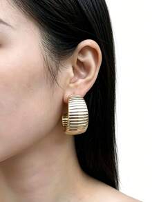 6/18PCS Fashion Women's Jewelry Set, Fashionable Minimalist Exaggerated Asymmetrical Earrings, Elegant Versatile Suitable For Women's Vacation, Travel, Casual Wear - Gold - View 5