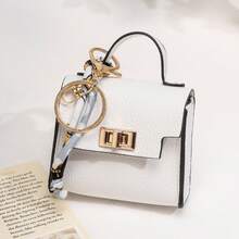 Mini Handbag Shape Leather Keychain Pouch With Silk Scarf, Twist Lock Zipper Earphone Coin Storage Cute Bag Charm For Girls - Multicolor - View 21