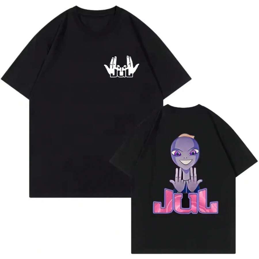 High-Quality Cotton Short-Sleeved Summer T-Shirt, Maillot Jul T-Shirt, Graphic T-Shirts, Clothing, Harajuku Graphic Casual T-Shirt - 灰色 - 查看 1