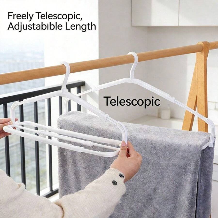 6pcs/Set, 42cm*24cm*9cm/16.54in*9.45in*3.54in, Expandable Non-Slip Clothes Drying Rack, Multi-Functional Hanging Rack, Suitable For Home Balcony Drying Blankets, Bed Sheets And Bath Towels. - White - View 1