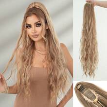7JHH WIGS Damen 34" Karamell-Blond Highlight Lockig-Wellig Pferdeschwanz-Extension | Mit Kordelzug gesichert, weiches synthetisches Haar – ideal für den Alltag, Partys & sofortigen Volumen-Boost - Gold - Übersicht 10