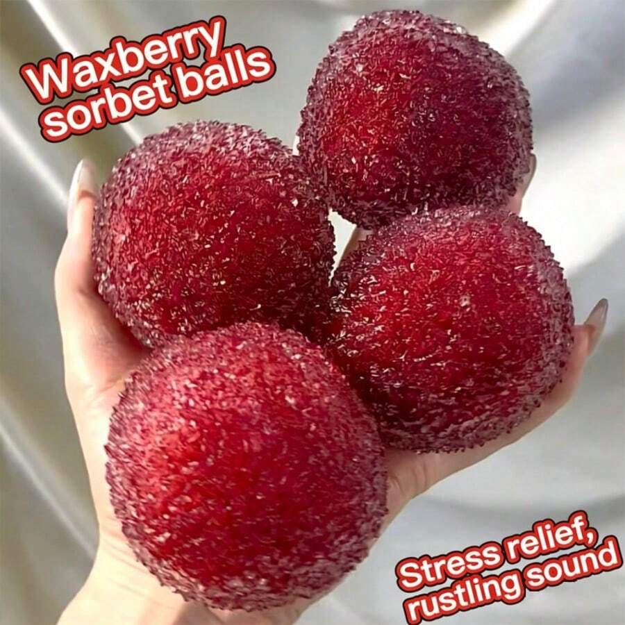 1pc Ice Cream Red Cherry Stress Ball Squeeze Toy, Malleable Non-Bouncing Fidget Toy, ASMR Squeeze Ball, Adult Stress Relief Toy - Multicolor - View 1